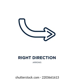 right direction icon from arrows collection. Thin linear right direction, direction, right outline icon isolated on white background. Line vector right direction sign, symbol for web and mobile