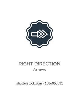 Right direction icon vector. Trendy flat right direction icon from arrows collection isolated on white background. Vector illustration can be used for web and mobile graphic design, logo, eps10