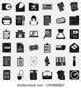 Right document icons set. Simple style of 36 right document vector icons for web for any design
