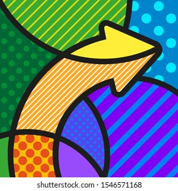 RIGHT dotted arrow. pop art modern vector illustration for your design. Halftone effect vector templates 