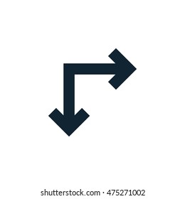 Right And Down Arrows Of Straight Angle Icon, Vector