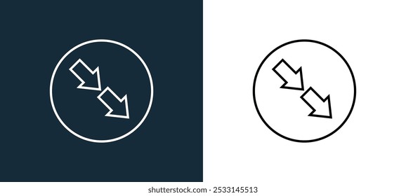 Icono de Vector lineal de contorno hacia abajo derecho de la colección de flecha para App móviles, Web y UI.