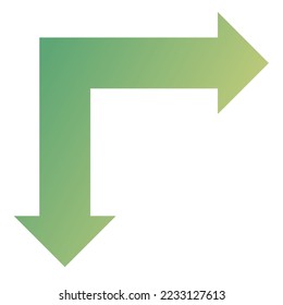 Right and Down Way Arrow Icon Gradient