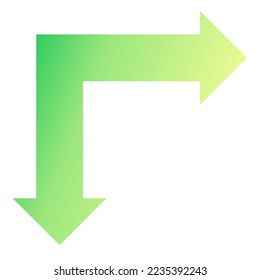 Right and Down Way Arrow Icon Gradient