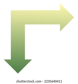 Right and Down Way Arrow Icon Gradient