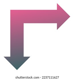 Right and Down Way Arrow Icon Gradient