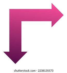 Right and Down Way Arrow Icon Gradient
