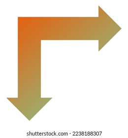 Right and Down Way Arrow Icon Gradient