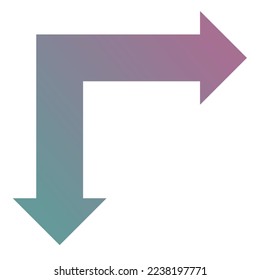 Right and Down Way Arrow Icon Gradient