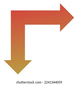 Right and Down Way Arrow Icon Gradient
