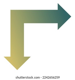 Right and Down Way Arrow Icon Gradient
