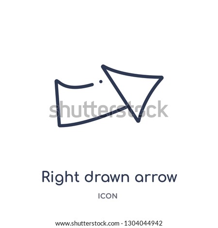 right drawn arrow icon from user interface outline collection. Thin line right drawn arrow icon isolated on white background.