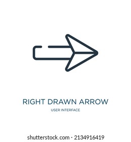right drawn arrow thin line icon. down, up linear icons from user interface concept isolated outline sign. Vector illustration symbol element for web design and apps.