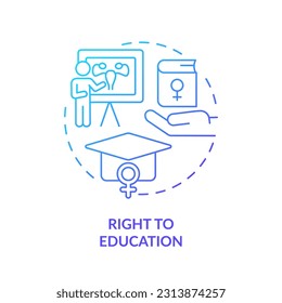 Right to education blue gradient concept icon. Sexual health. Interpersonal relationship. Reproductive choice. Social justice abstract idea thin line illustration. Isolated outline drawing