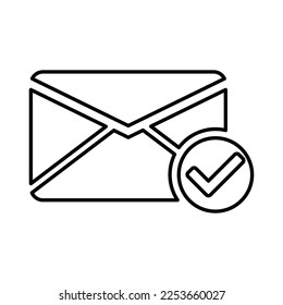 Icono de correo electrónico derecho en estilo de línea