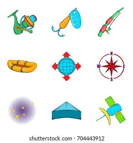 Right of fishing icons set. Cartoon set of 9 right of fishing vector icons for web isolated on white background