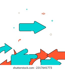 Right forward arrow filled line vector icon, simple illustration, related bottom border.