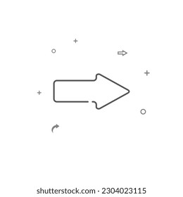 Right forward arrow simple vector line icon. Symbol, pictogram, sign isolated on white background. Editable stroke. Adjust line weight.