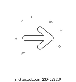 Right forward arrow simple vector line icon. Symbol, pictogram, sign isolated on white background. Editable stroke. Adjust line weight.