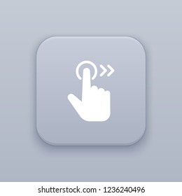 Right gesture gray vector button with white icon on gray background