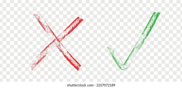 Right green and wrong red icon. Ok and x mark. Yes and No answers check. true tick or false cross icon. Vector illustration
