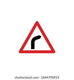 Right hand bend triangle road sign isolated on white background. Reflective traffic sign symbol modern, simple, vector, icon for website design, mobile app, ui. Vector Illustration