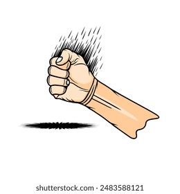 right hand clenched into a hammer shape vector realistic illustration