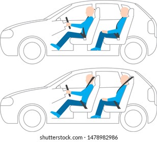 right hand drive vehicle.left hand drive vehicle.Side view. Vector material