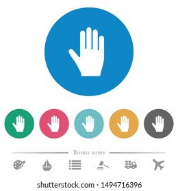 Right hand flat white icons on round color backgrounds. 6 bonus icons included.