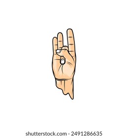 right hand gesture soonya mudra vector illustration
