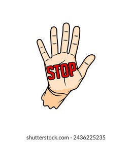 Rechte Hand Geste mit Stopp Writing Vektor Illustration
