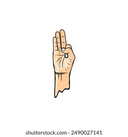 right hand gesture vayu mudra vector illustration