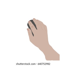right hand hold mouse isolate on white background