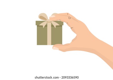 right hand holding a gift box