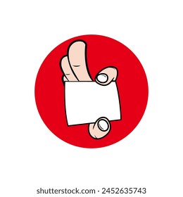 right hand holds the card vector illustration