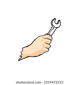 La mano derecha sostiene una Ilustración vectorial de llave