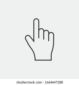 right hand index finger point up line icon