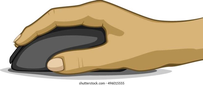 Right hand on the computer mouse, isolated