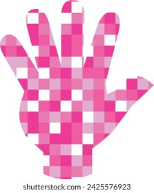 right hand pink color with small square inside different shades and colors. right hand and crossbones vector illustration.