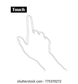 right hand in pointing position. touching. 