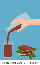 right hand prouing chocolate milk into a glass