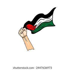 right hand raising the Palestinian flag vector illustration