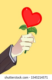 Right hand sent heart flower,give love and care,in order to know that I am honest with you.
