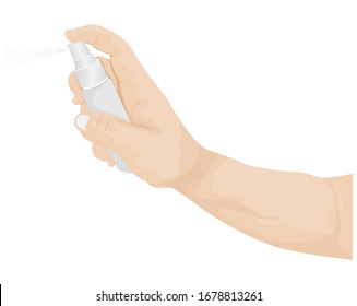right hand with spray bottle vector design