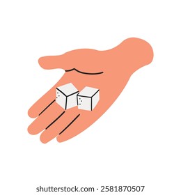 The right hand with sugar . Vector illustration isolated on a white background. Ready for use in presentation, promo, advertising and more. EPS10.