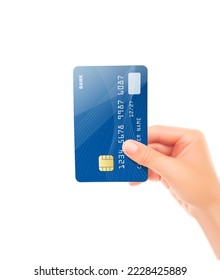 The right hand that holds out the bank card. Vector illustration isolated on a white background. Can be used to present your product. EPS10.