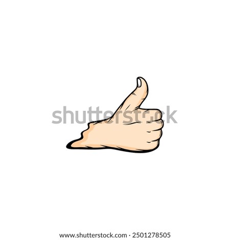 right hand thumbs up to the front showing the back of the hand vector illustration