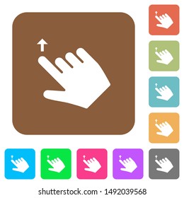 Right handed move up gesture flat icons on rounded square vivid color backgrounds.