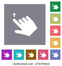 Right handed move up gesture flat icons on simple color square backgrounds