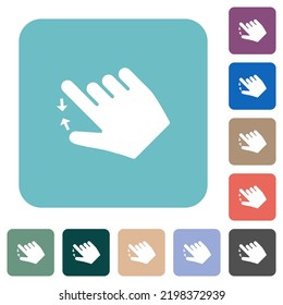 Right handed pinch close gesture white flat icons on color rounded square backgrounds